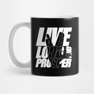 LIVE LONG AND PROSPER Star Trek ™ Quote Meme slogan with silhouette of the Vulkan Gruss Mug